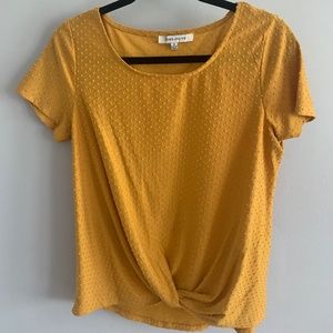 Rose + Olive, Polka Dot, Mustard Yellow Blouse, Women's Medium